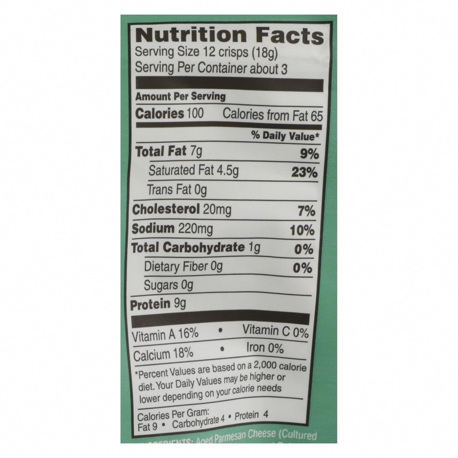 Parm Crisps - Parm Crisp Sour Cream & Onion - Case of 12 - 1.75 OZ - Nutrition Facts