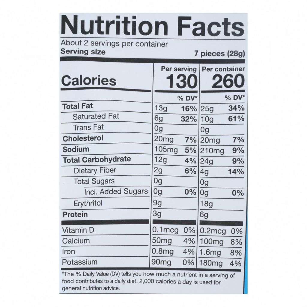 High Key - Cookie Chocolate Chip Keto - Case of 6-2 OZ - Nutrition Facts