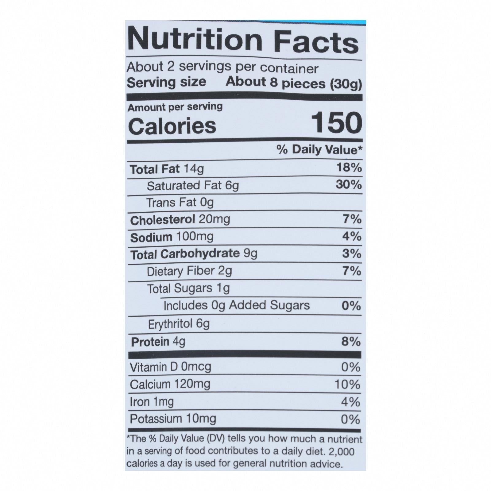 High Key - Cookie Snickerdoodle Keto - Case of 6-2 OZ - Nutrition Facts