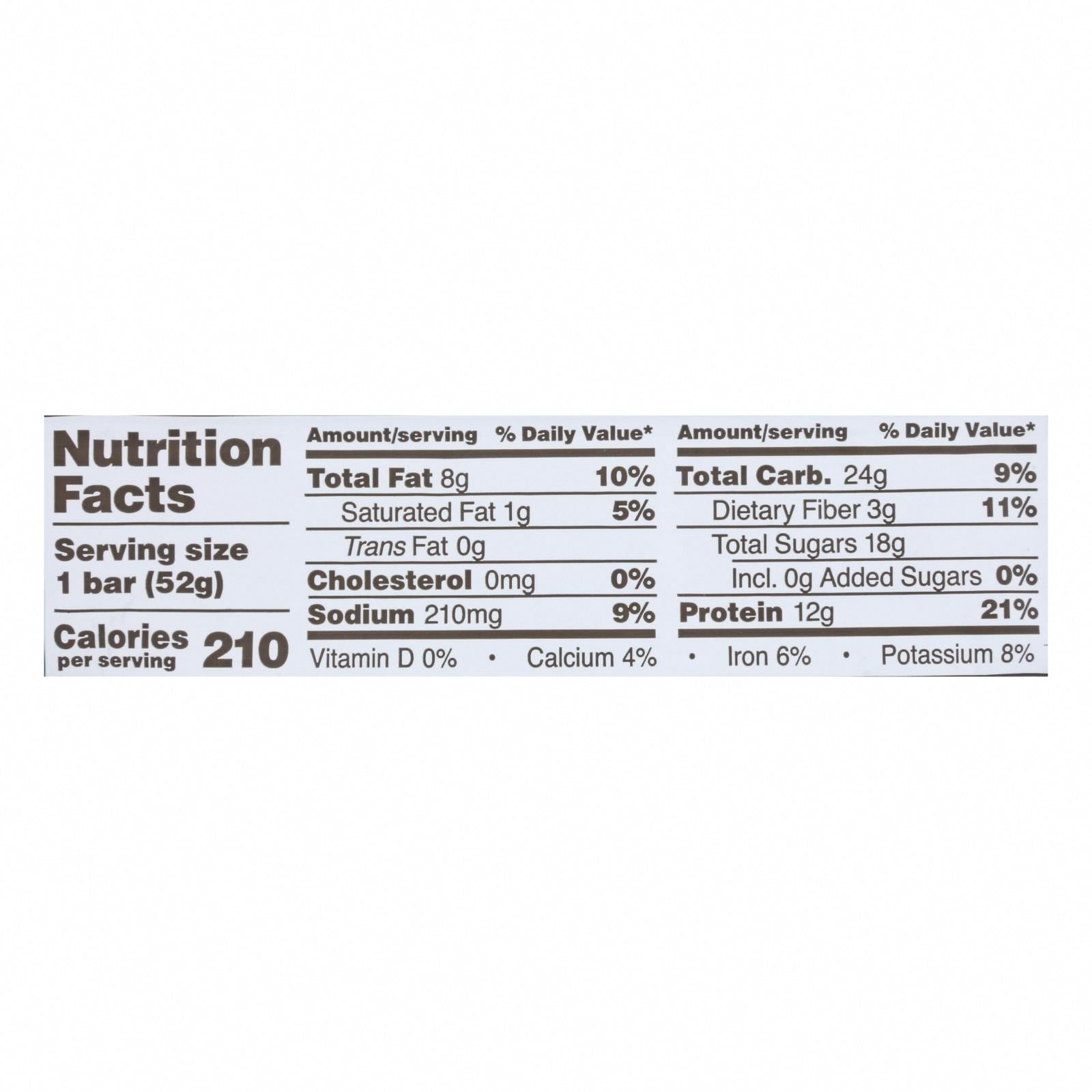 Rxbar - Protein Bar Vanilla Almond - Case of 12 - 1.83 OZ - Nutrition Facts