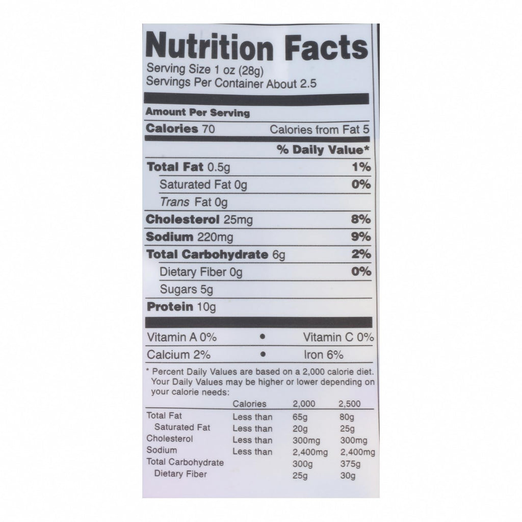 Country Archer - Jerky Beef Teriyaki - Case of 12-2.5 OZ - Nutrition Facts