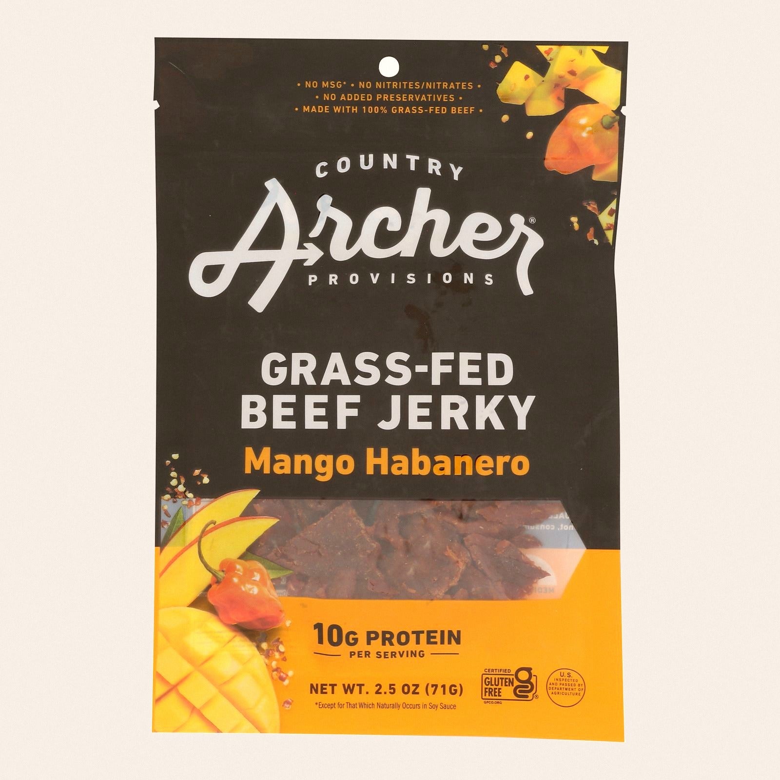 Country Archer - Jerky Beef Mango Habanero - Case of 12-2.5 OZ - Front