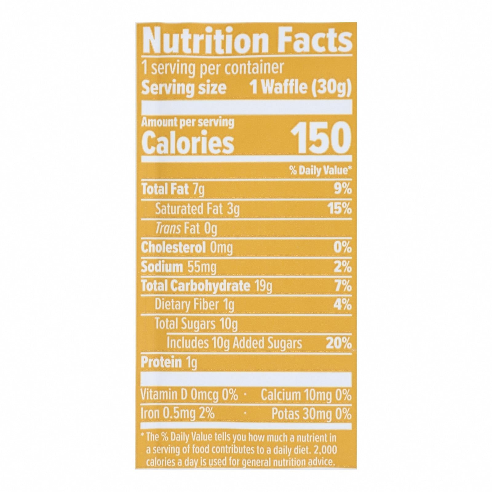 Honey Stinger - Honey Waffle - Case of 12 - 1.06 OZ - Nutrition Facts