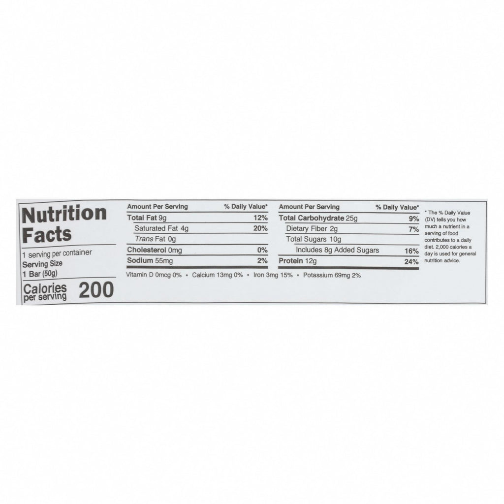 Trubar - Bar Cookie Dough - Case of 12-1.76 OZ - Nutrition Facts