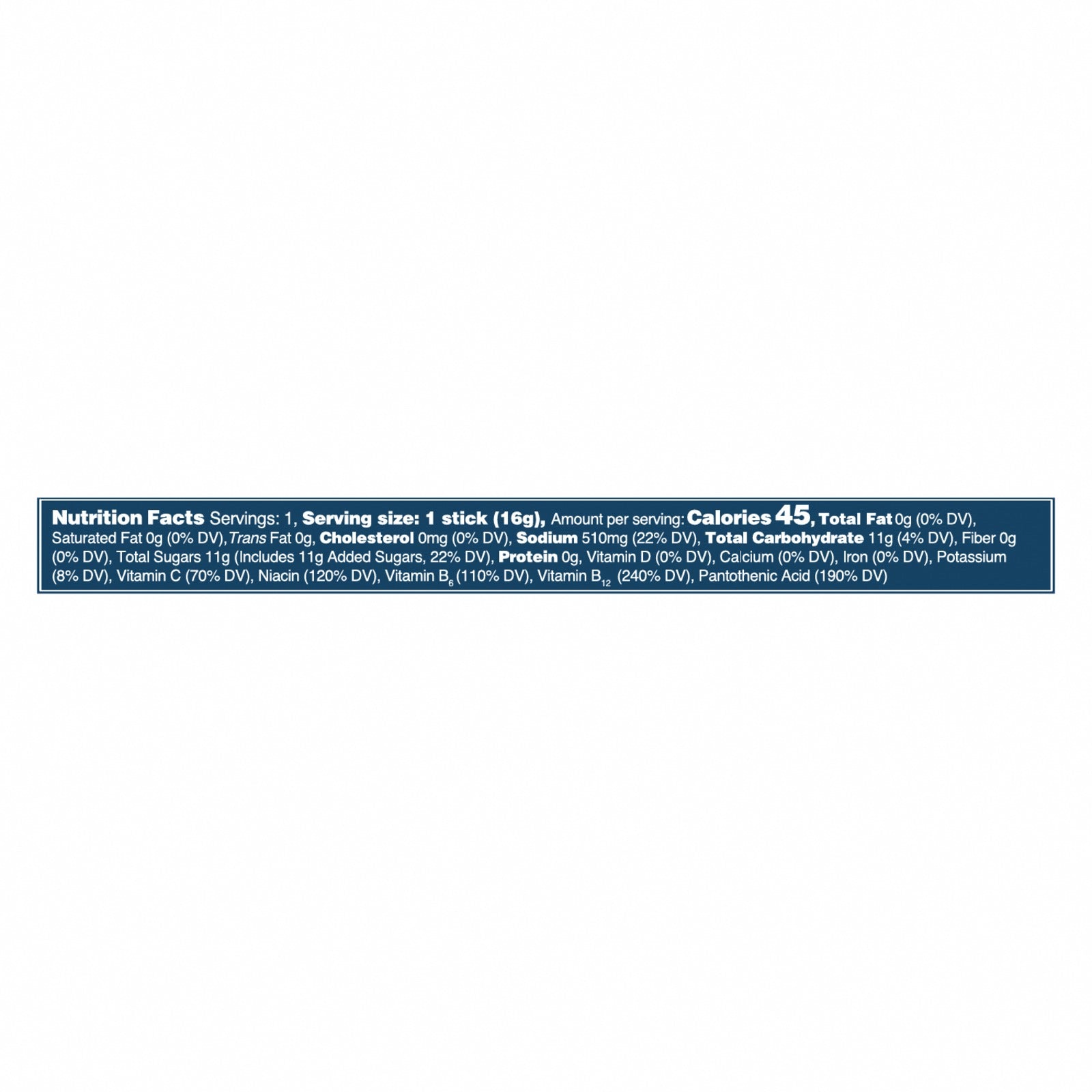 Liquid I.V. - Drink Mix Strawberry Single - CS of 8-.56 OZ - Nutrition Facts