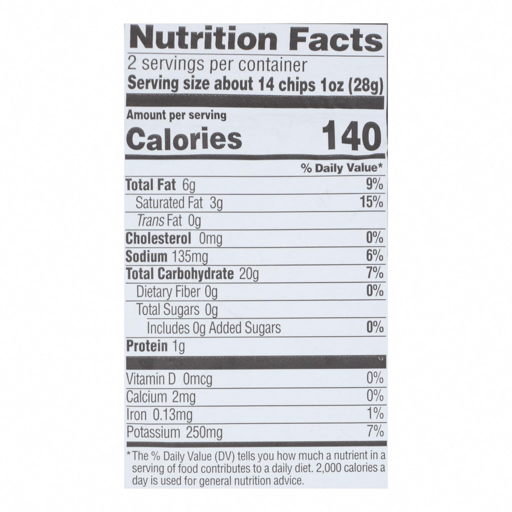 Barnana - Plantain Chips Himalayan Pink Salt - Case of 6-2 OZ - Nutrition Facts