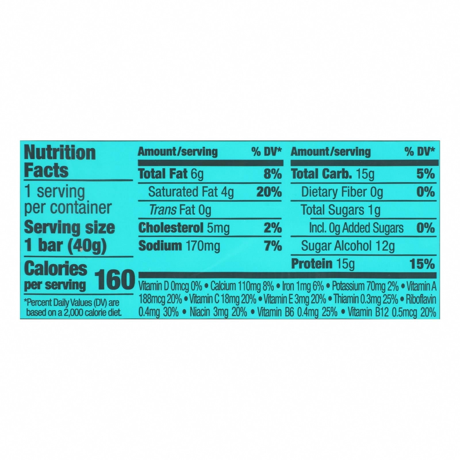 Fulfil - Protein Bar Chocolate Salted Caramel - Case of 12-1.41 OZ - Nutrition Facts