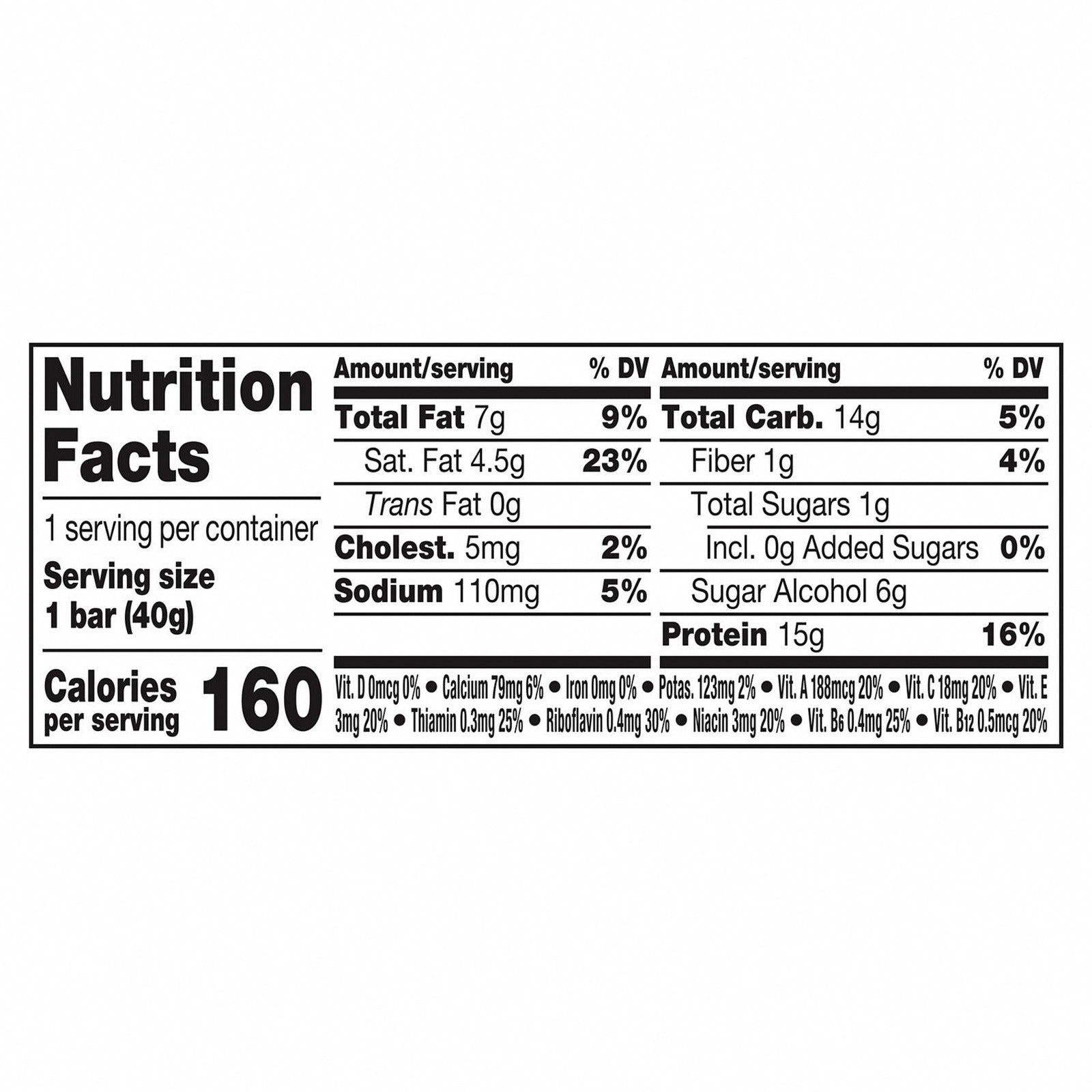 Fulfil - Protein Bar Chocolate Hazelnut - Case of 12-1.41 OZ - Nutrition Facts