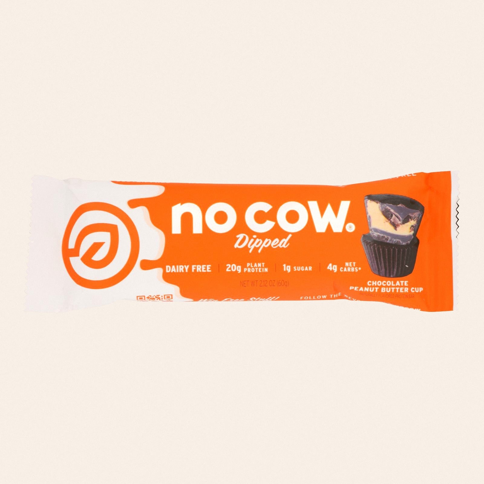 No Cow Bar - Bar Chocolate Peanut Butter Cup - Case of 12-2.12 OZ - Front