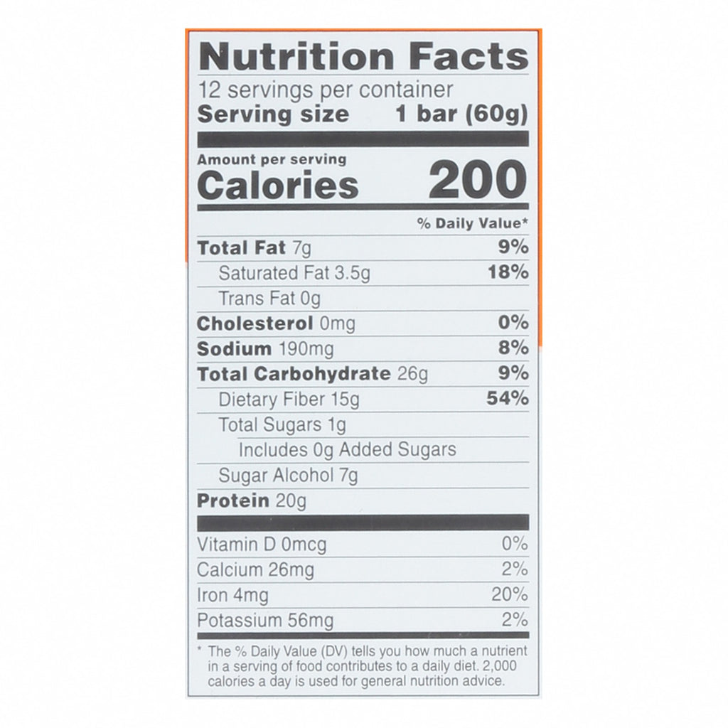 No Cow Bar - Bar Chocolate Peanut Butter Cup - Case of 12-2.12 OZ - Nutrition Facts