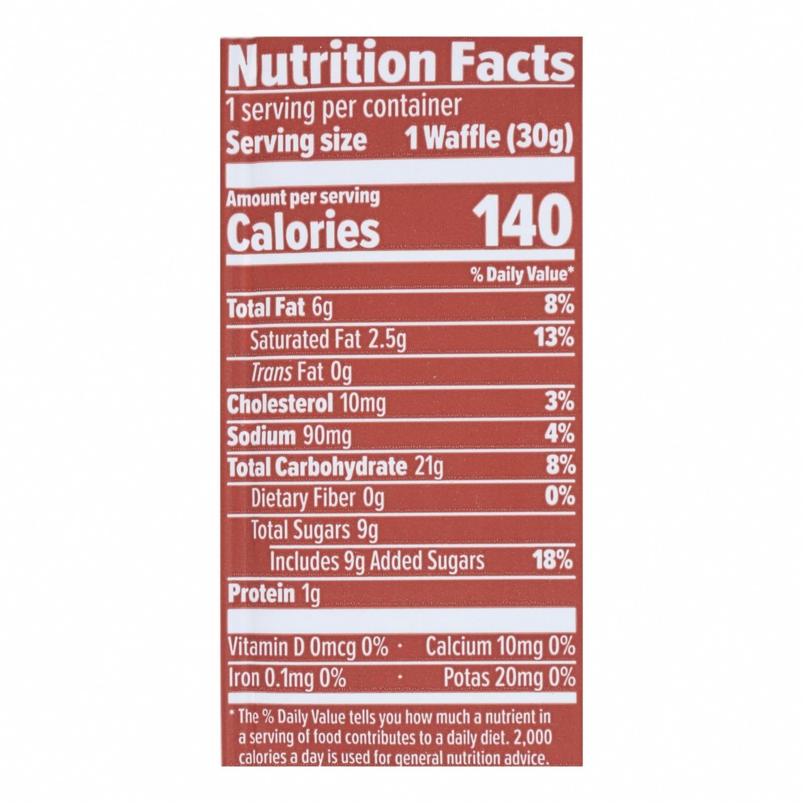 Honey Stinger - Stinger Waffle Organic Cinnamon Gluten Free - Case of 12-1.06 OZ - Nutrition Facts