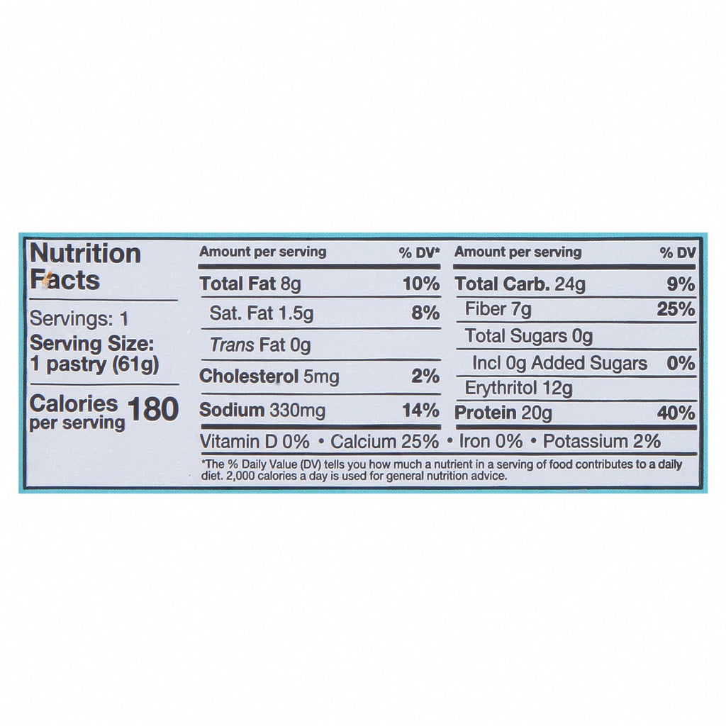 Legendary Foods - Tasty Pastry Cinnamon Brown Sugar - Case of 10-2.2 OZ - Nutrition Facts