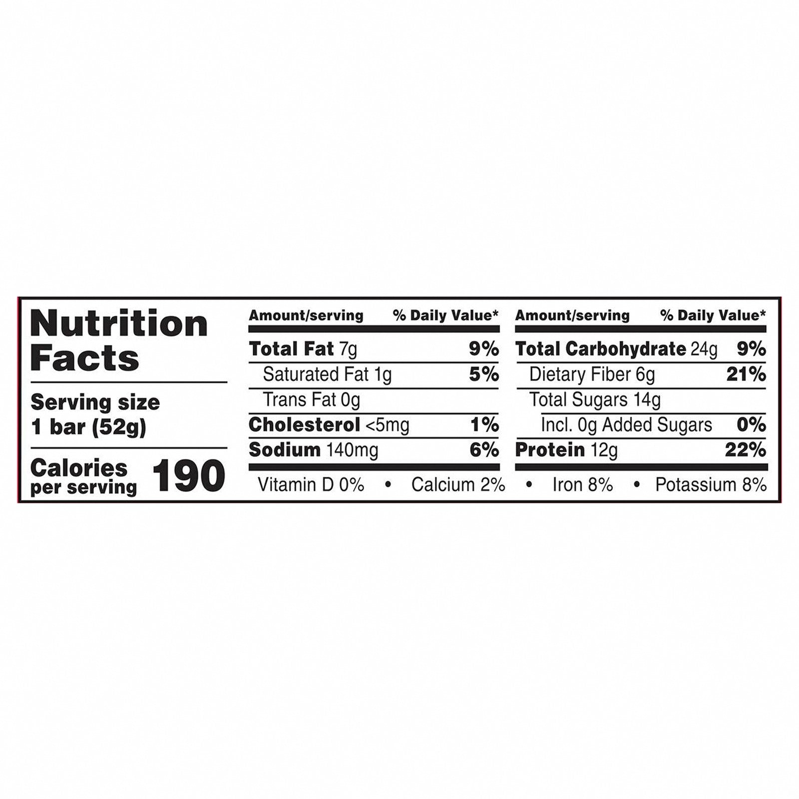 Rxbar - Protein Bar Strawberry - CS of 12-1.83 OZ - Nutrition Facts