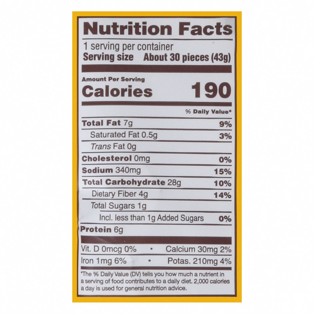 Hippeas - Chickpea Puff White Cheddar - Case of 6-1.5 Ounces - Nutrition Facts