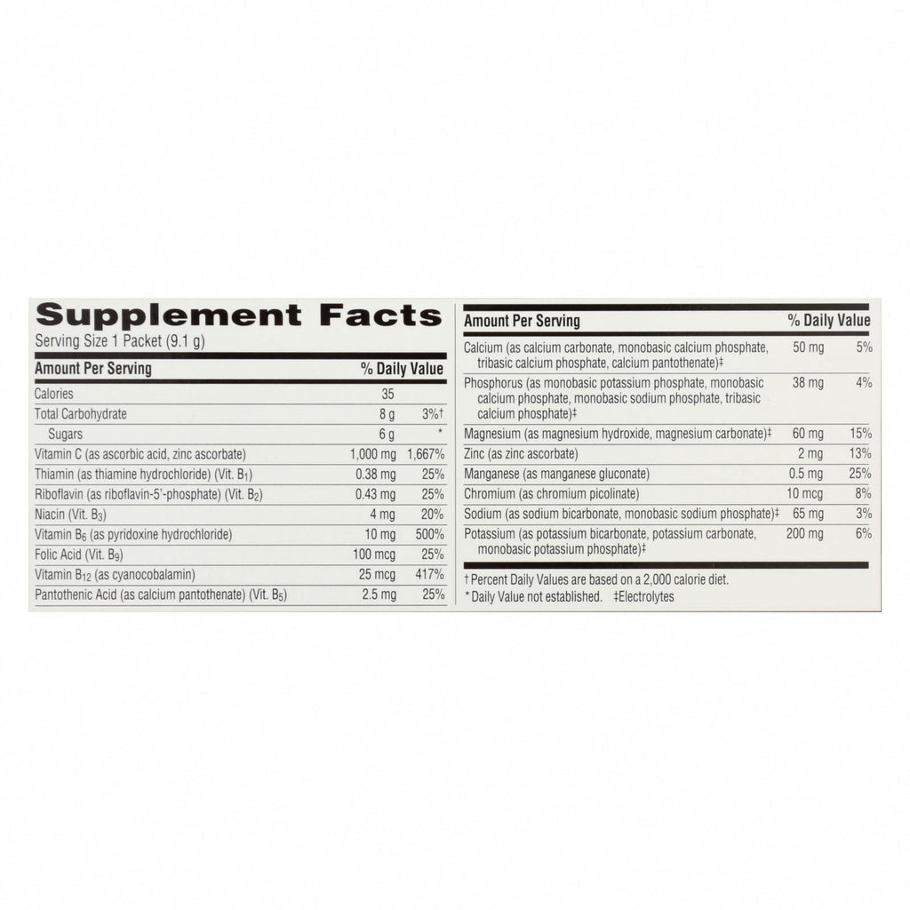 Emergen-C - Emergen-C Raspberry - Case of 3-30 Count - Nutrition Facts