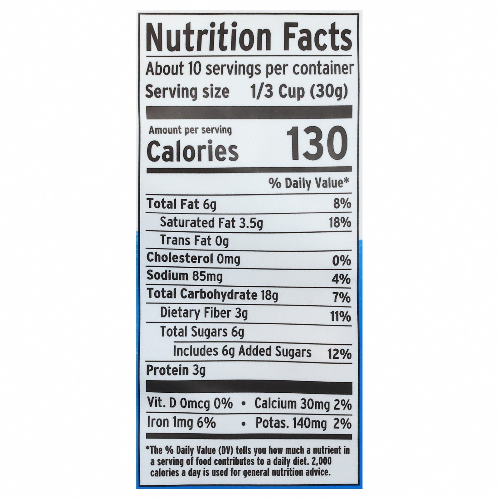 Purely Elizabeth - Cookie Granola Chocolate Chip - CS of 6-11 OZ - Nutrition Facts