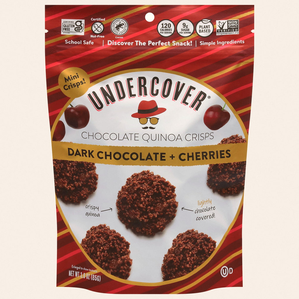 Undercover Chocolate - Mini Crisps Dark Chocolate Cherry - CS of 12-3 OZ - Front