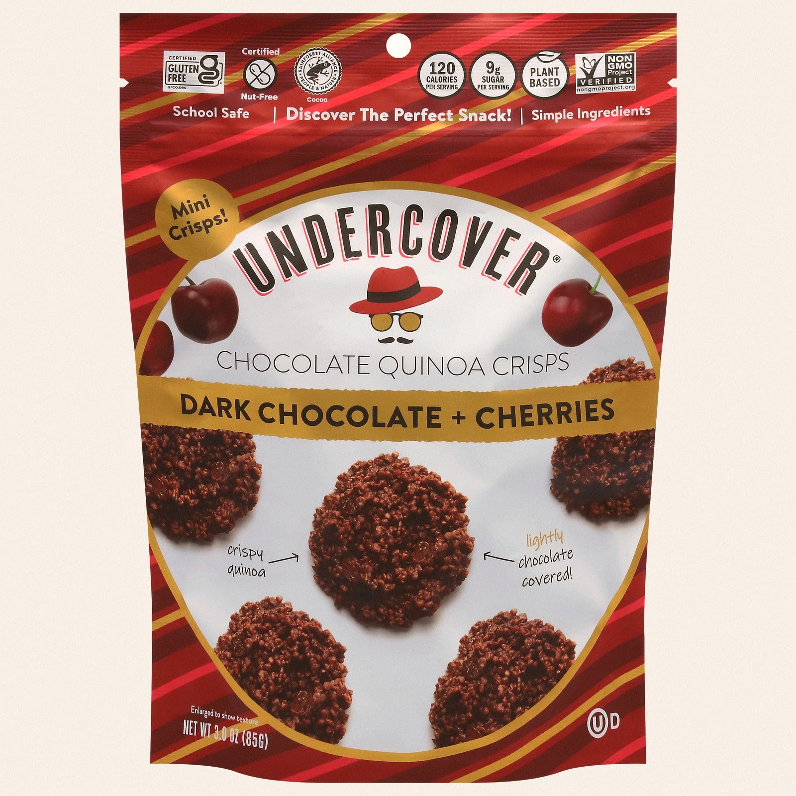Undercover Chocolate - Mini Crisps Dark Chocolate Cherry - CS of 12-3 OZ - Front