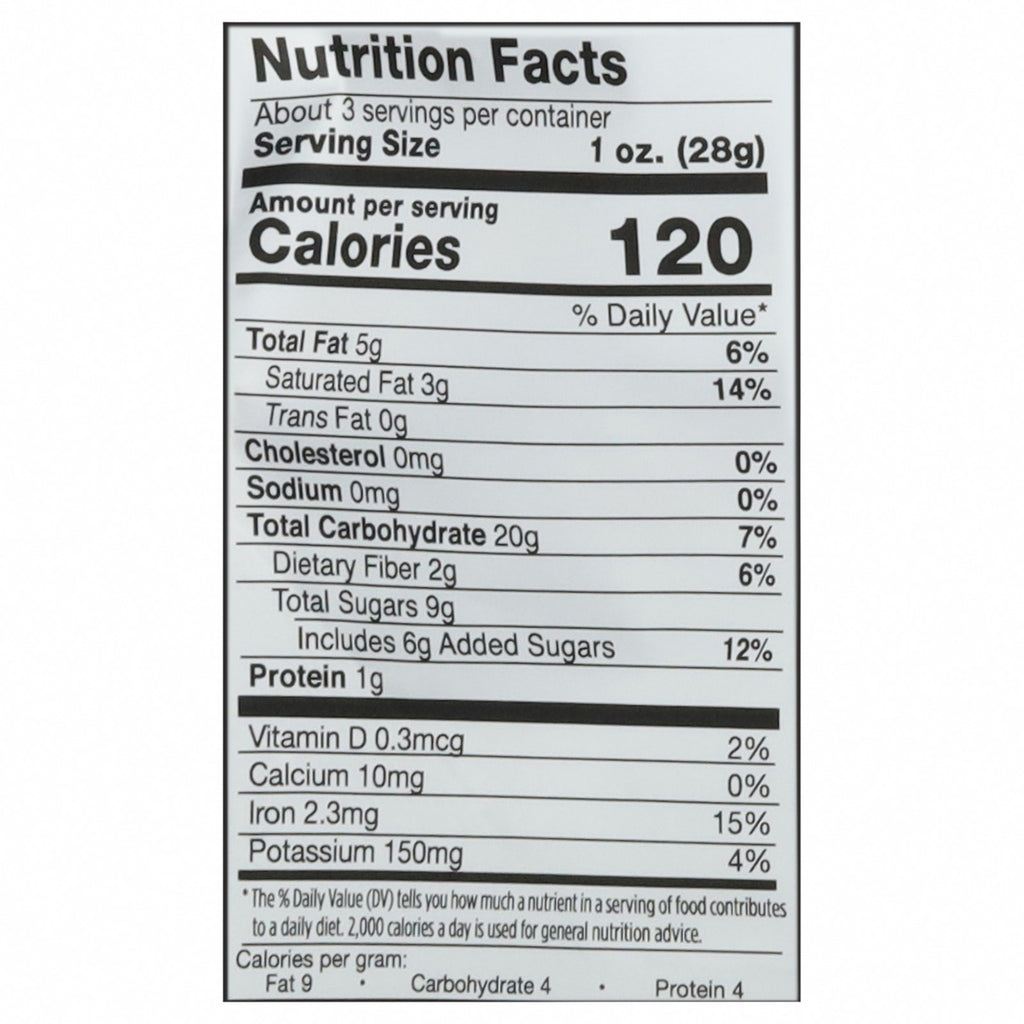 Undercover Chocolate - Mini Crisps Dark Chocolate Cherry - CS of 12-3 OZ - Nutrition Facts