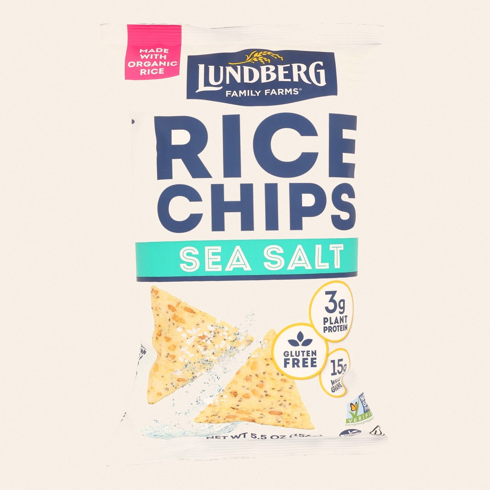 Lundberg Family Farms - Rice Chips Organic Sea Salt - Case of 6-5.5 OZ - Front
