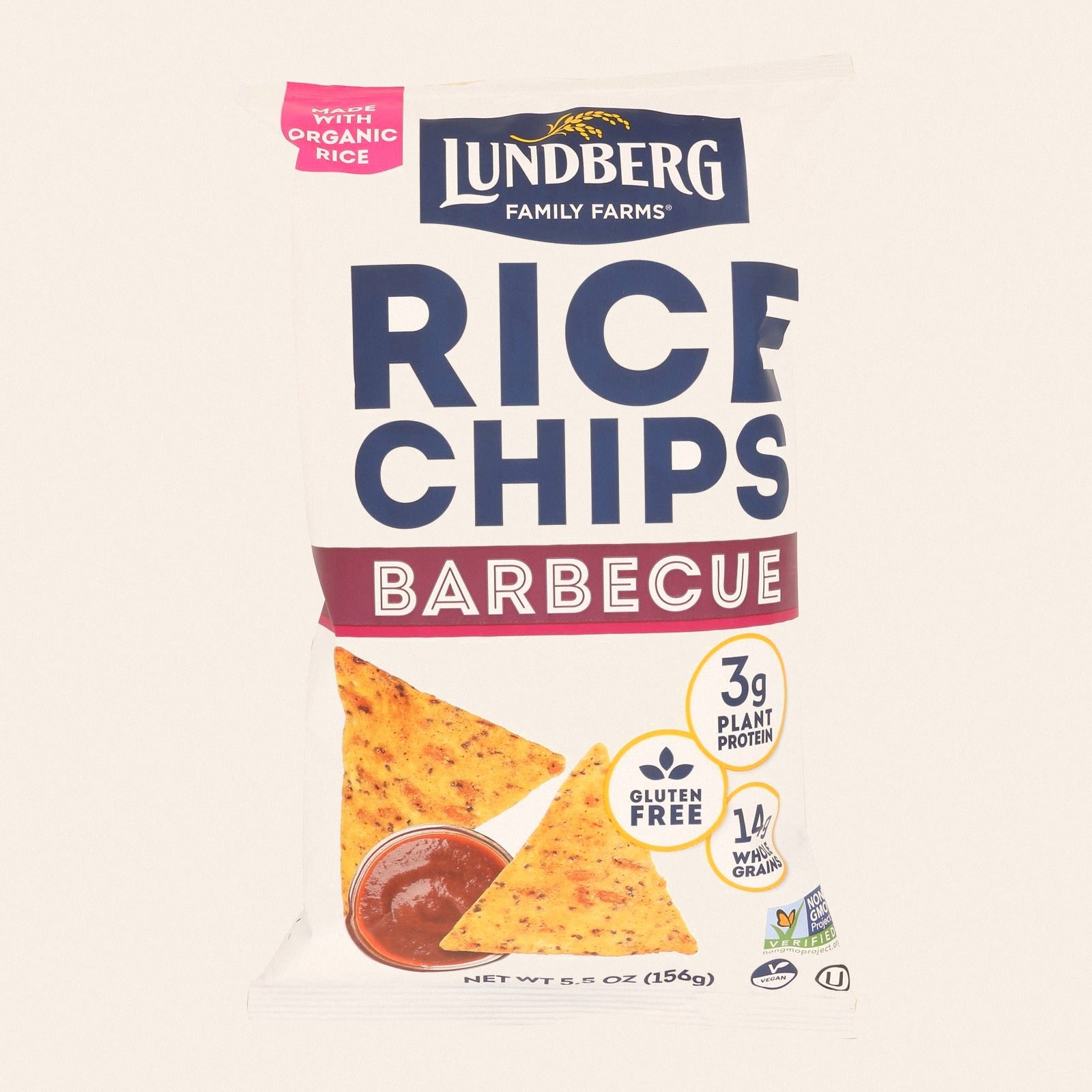 Lundberg Family Farms - Rice Chips Organic Barbecue - Case of 6-5.5 OZ - Front