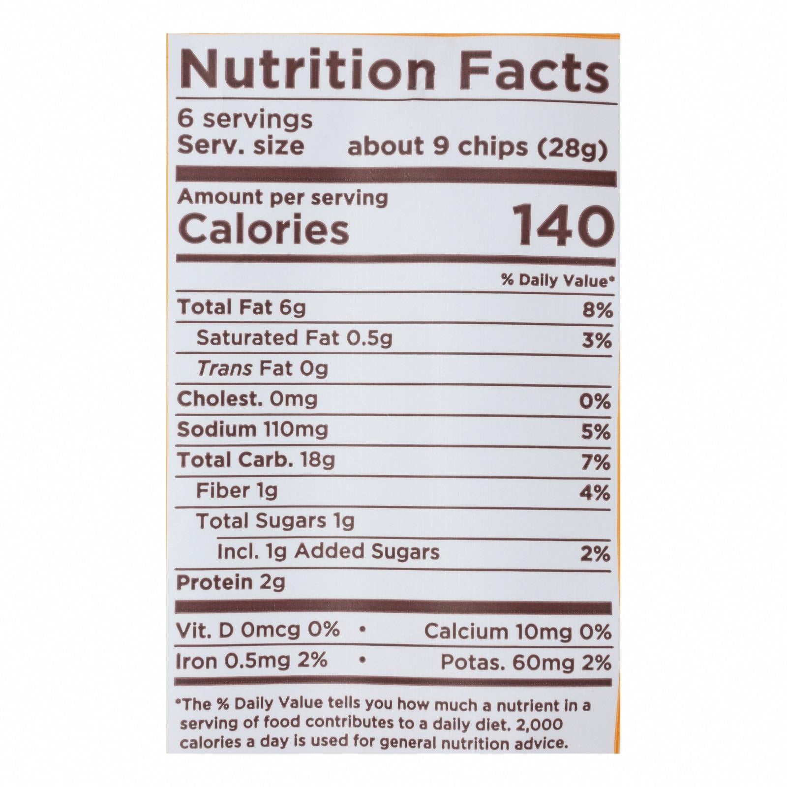 Lundberg Family Farms - Rice Chips Organic Barbecue - Case of 6-5.5 OZ - Nutrition Facts