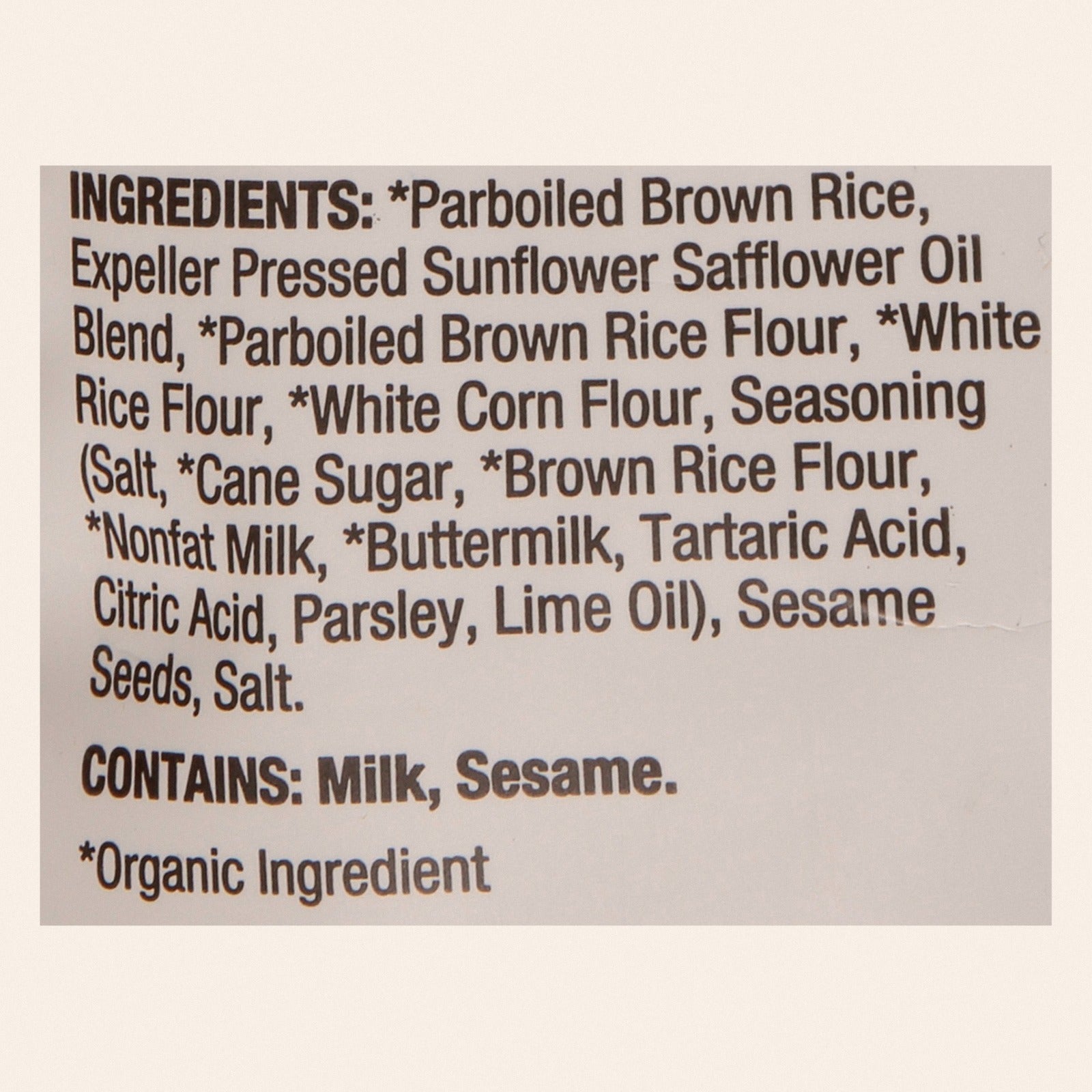 Lundberg Family Farms - Rice Chips Organic Fiesta Lime - Case of 6-5.5 OZ - Back