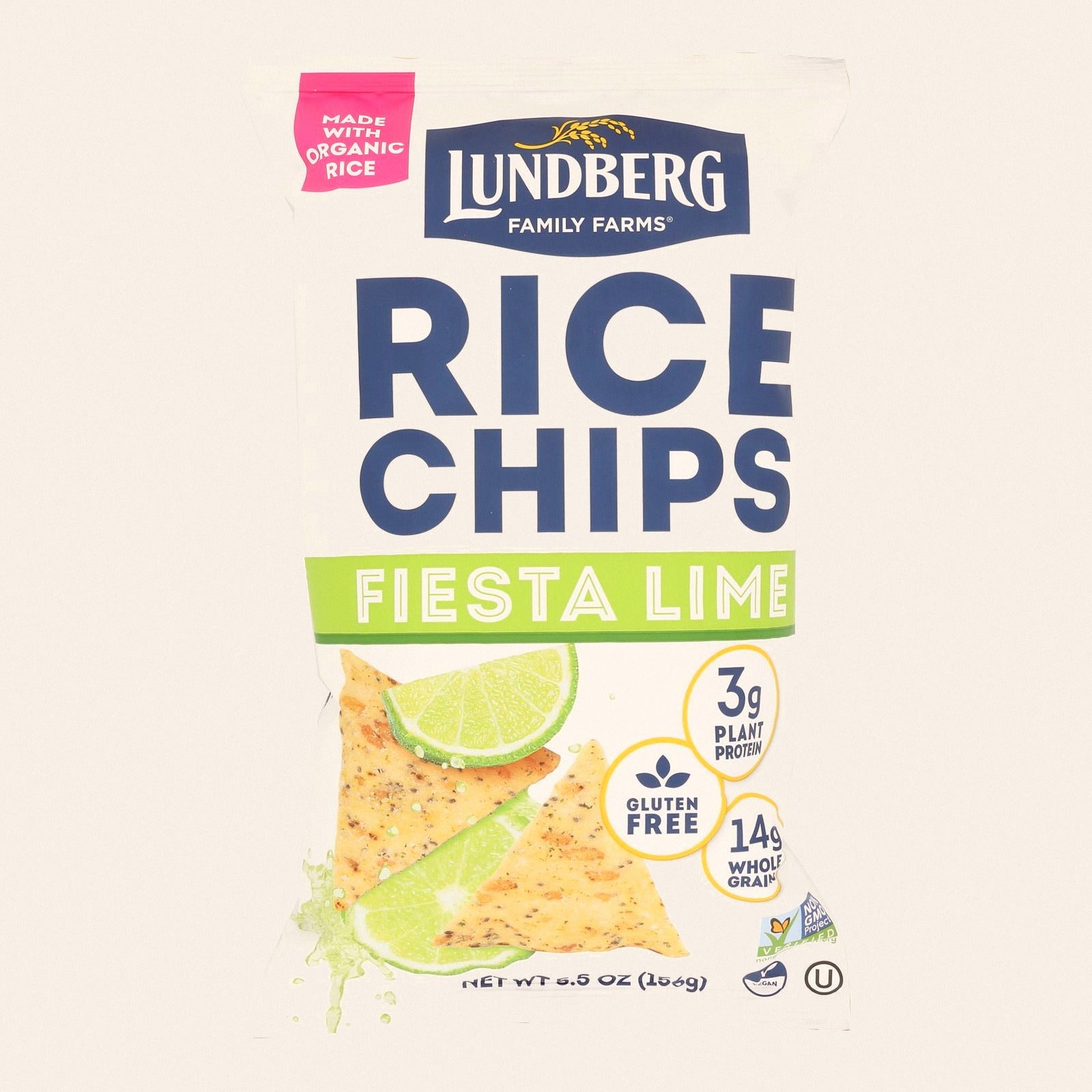 Lundberg Family Farms - Rice Chips Organic Fiesta Lime - Case of 6-5.5 OZ - Front