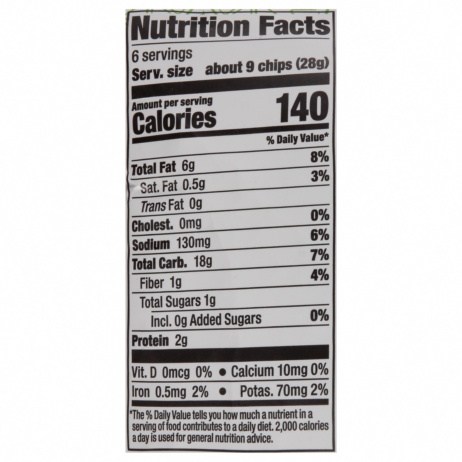 Lundberg Family Farms - Rice Chips Organic Fiesta Lime - Case of 6-5.5 OZ - Nutrition Facts