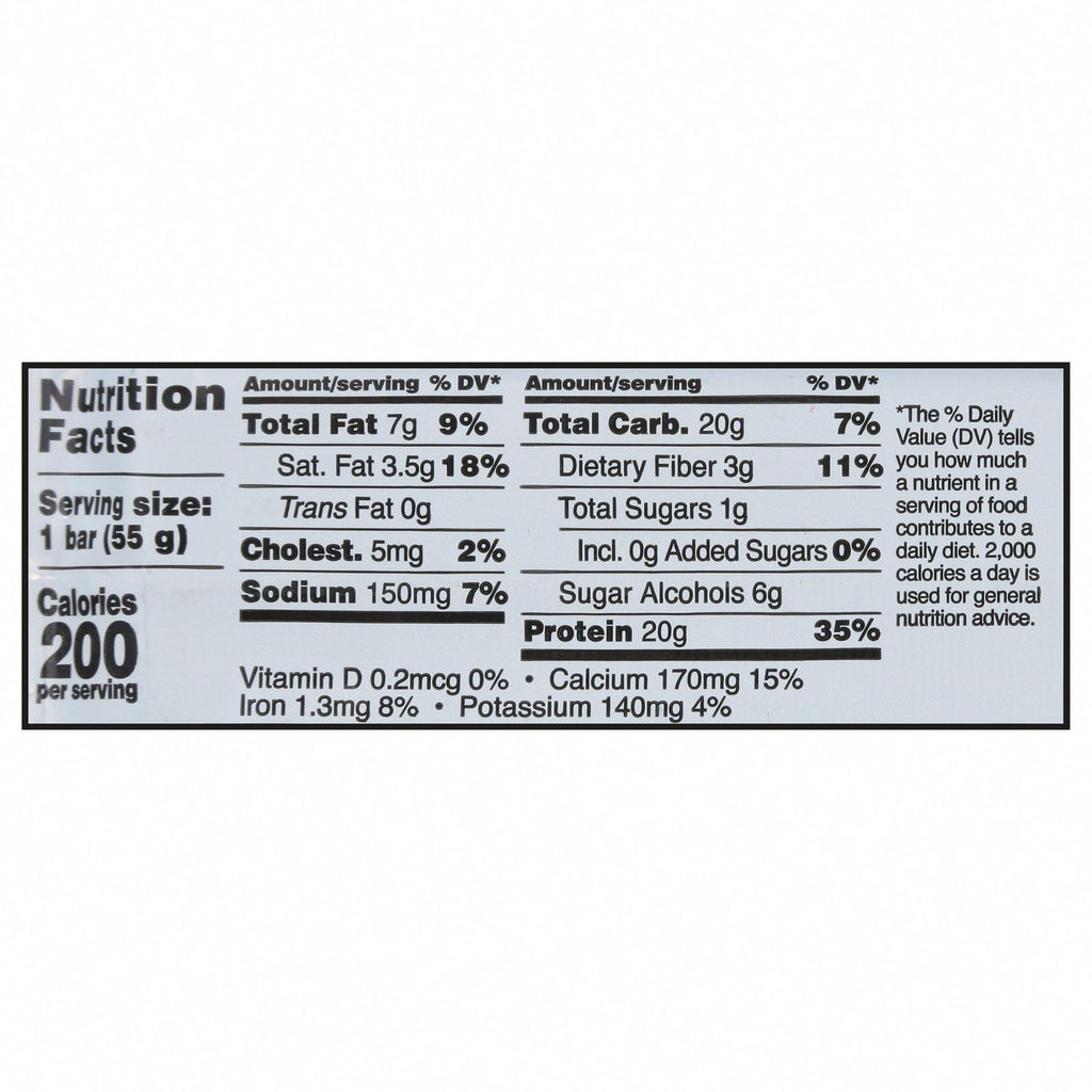 Barebells - Protein Bar Chocolate Dough - Case of 12-1.94 OZ - Nutrition Facts